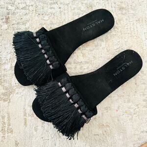 HALSTON black Heritage Fran In Tobago Fringe Slide woman’s 7